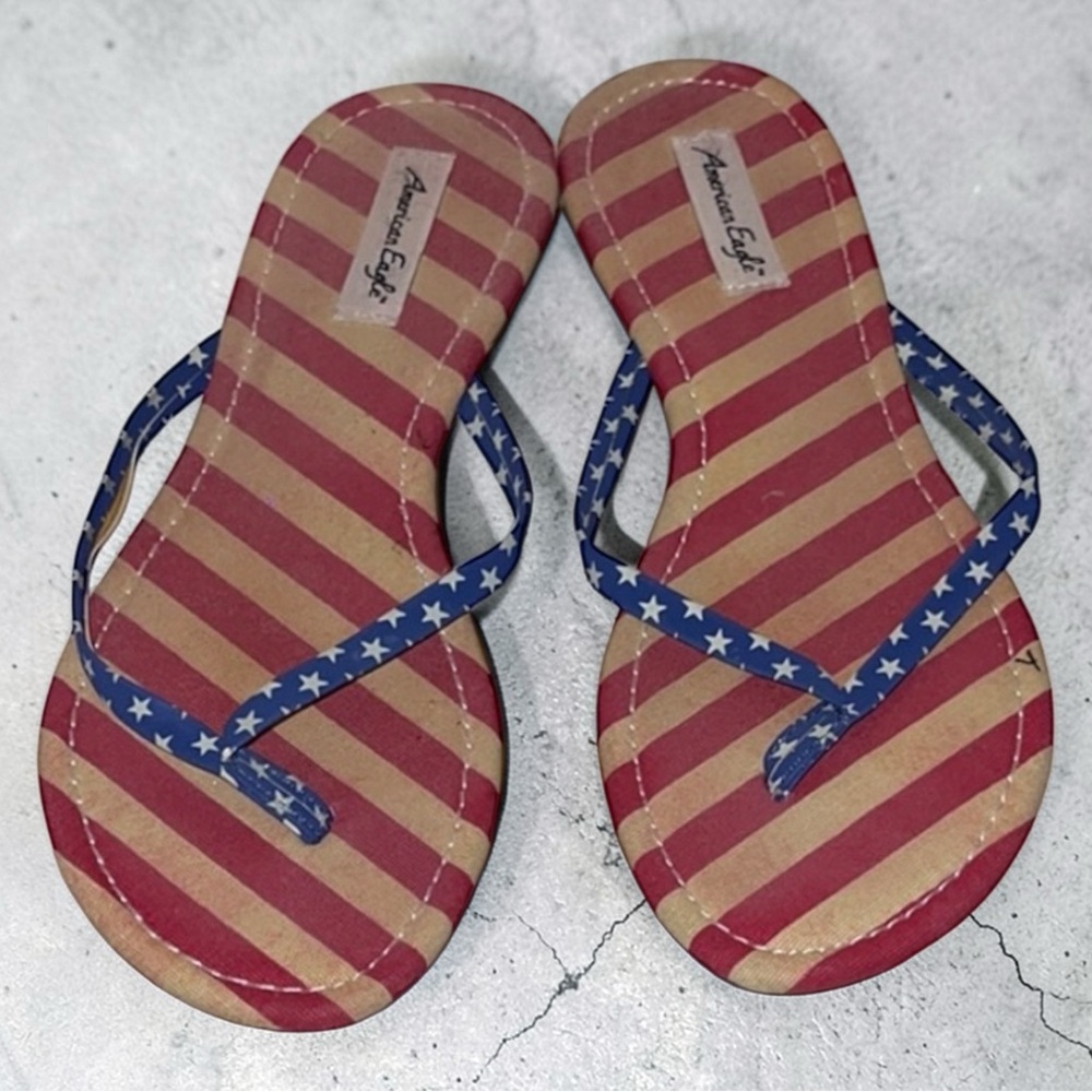 American Eagle Outfitters Red and Blue Star Sandals
